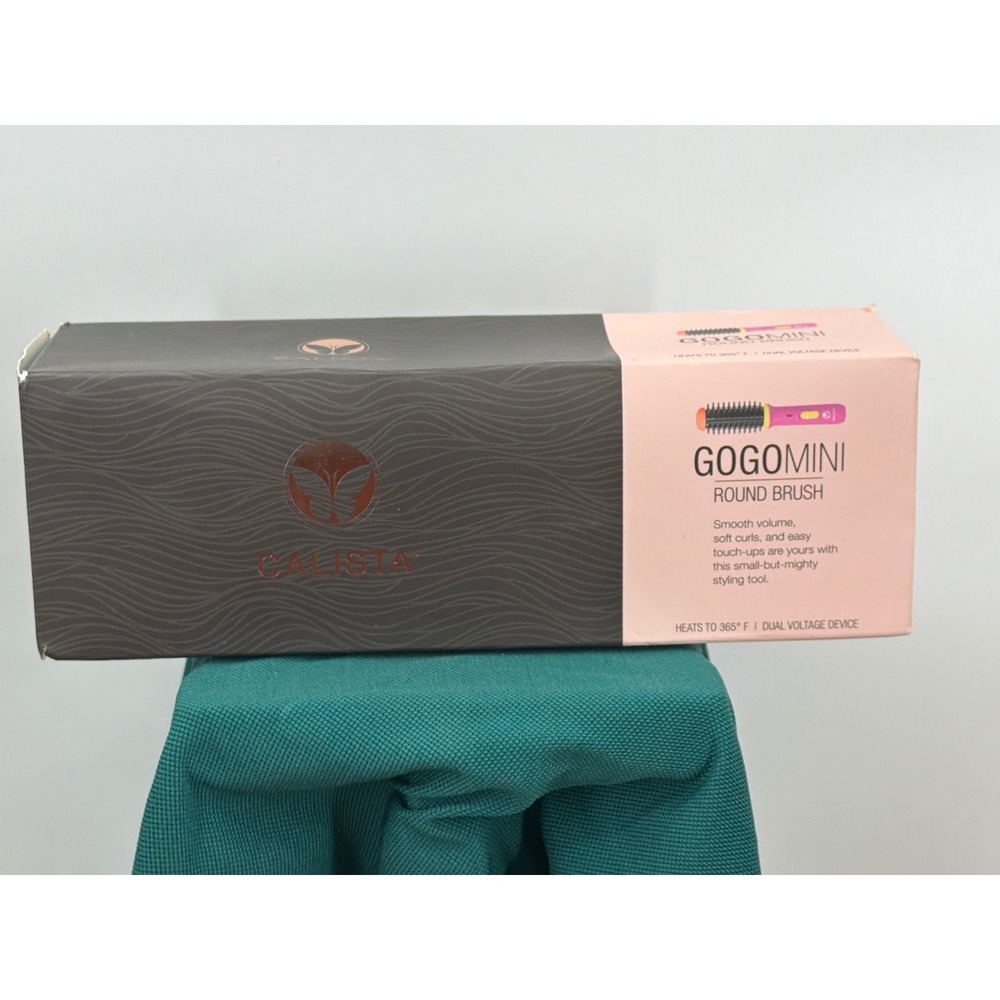Calista GoGoMini Round Brush Pink Yellow Travel Heated Styling Tool Dual Volt